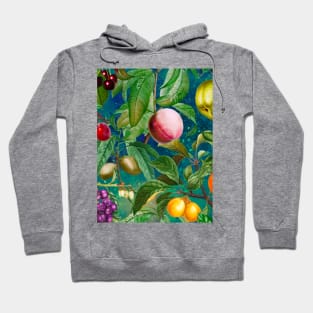 Floral paradise,Trendy tropical floral leaves and fruits, tropical pattern, botanical illustration, tropical plants, blue green floral illustration Hoodie